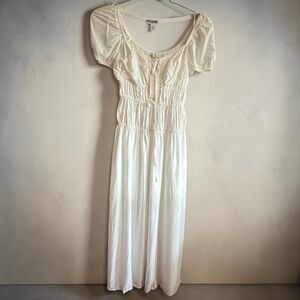 Moon River Smocked White Maxi Dress Size XS